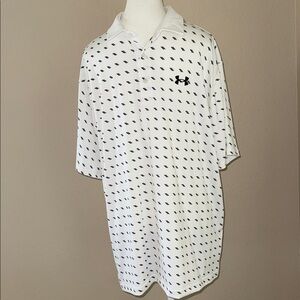 Under Armour Golf White and Black Patterned Men's Polo Size XL. NEW W TAGS!